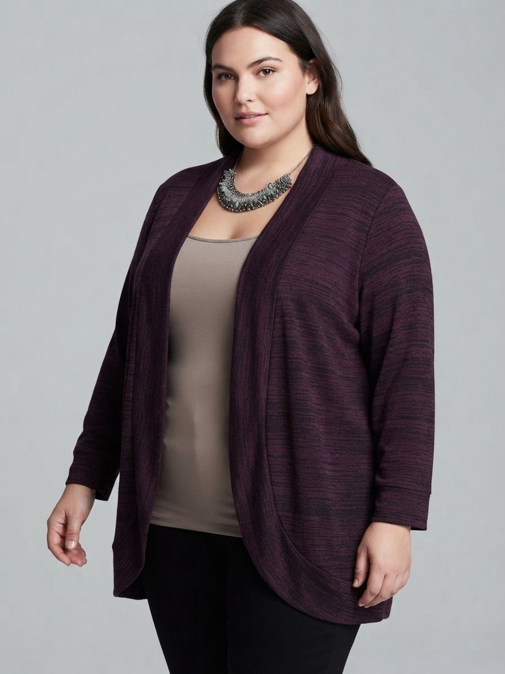 GEORGE Open Front Burgundy and Black Cardigan 4X